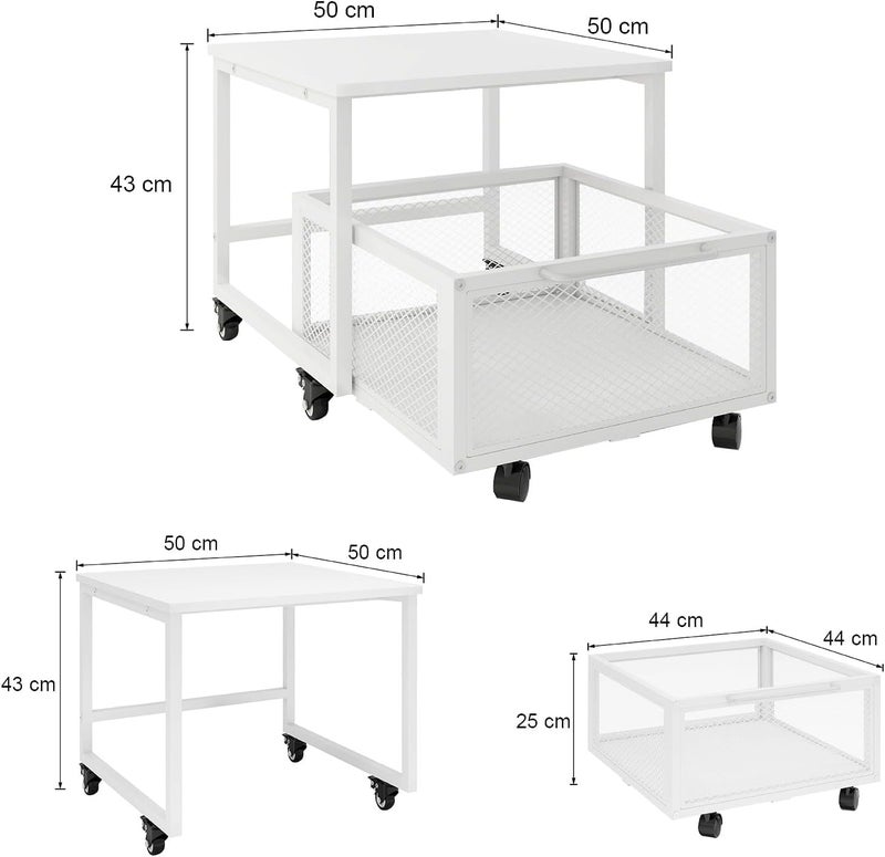 INDIDECOR Indian Decor 58139 Fridge Stand with Storage and Wheels Rolling Mini Fridge Table for Coffee Portable Dorm Organizer Unit for Mini Refrigerator Fridge Cart with Drawer Basket for Home Office White - Image 2