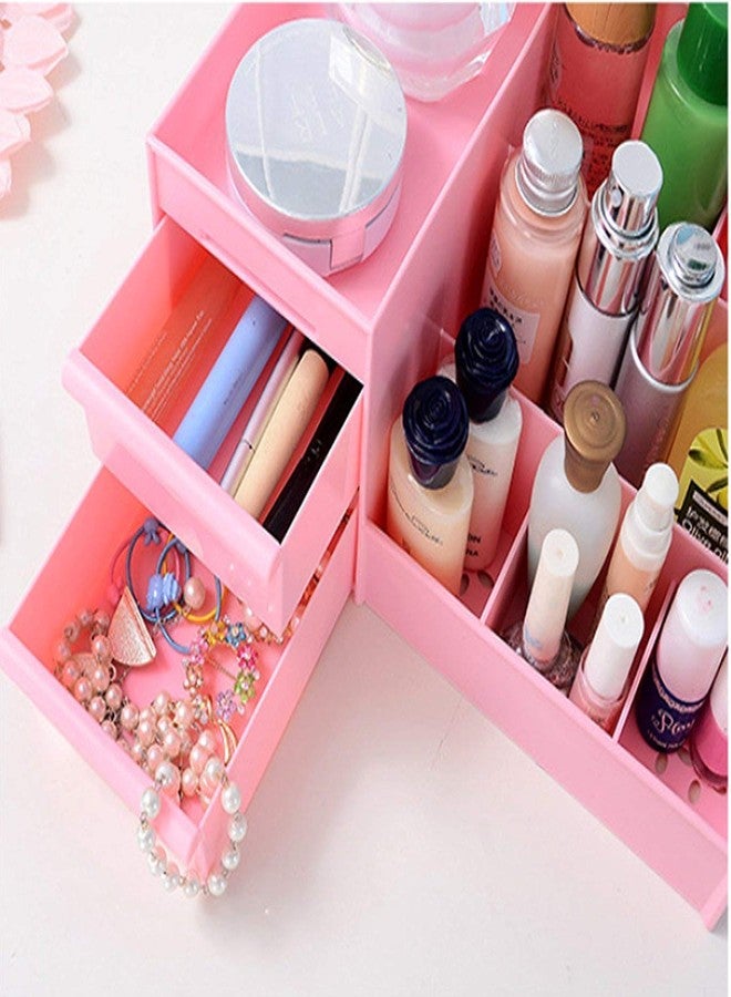 CPEX Desktop Storage Organizer Stationary Shaving Kit Cosmetic Organizer with 2 Drawer Sundries Cosmetics Box Jewellery Storage Case Display Bathroom Accessories & Organizer - Image 4