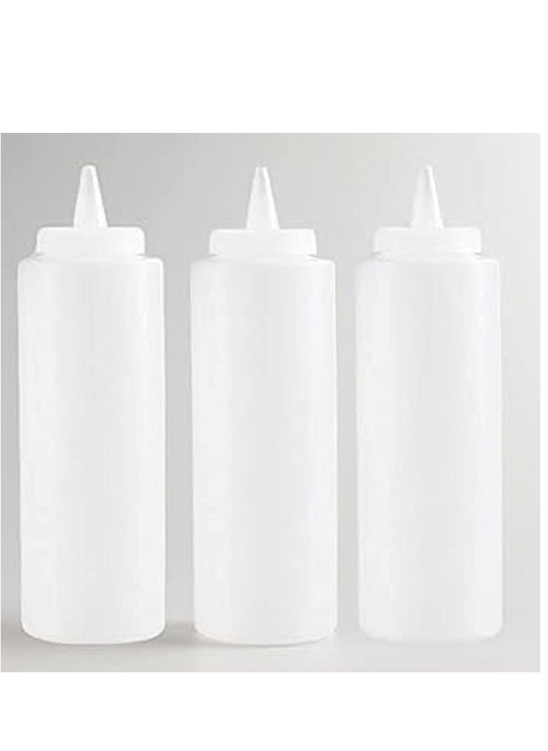 Generic - Clear Squeeze Bottle Open-Tip Screw-On Spout,  Durable Plastic12 OuncebPack of 3 - Image 1