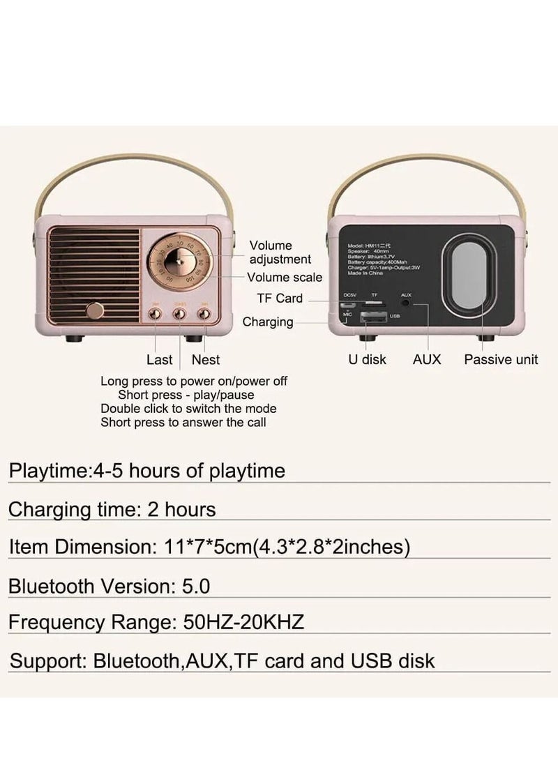 GULFLINK Vintage Small Wireless Bluetooth Speaker Black - Image 5