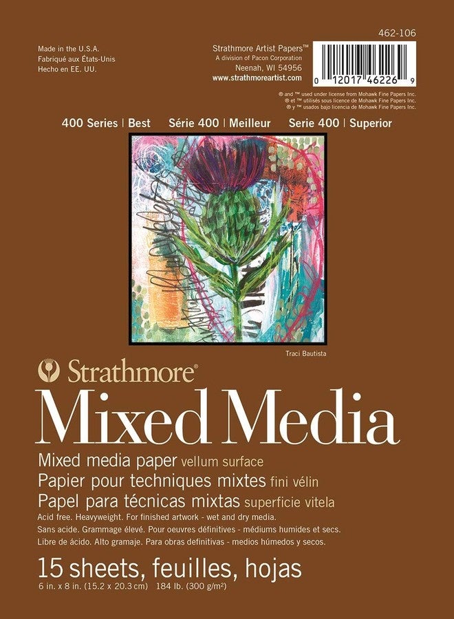 Strathmore (462-106 400 Series Mixed Media Pad, 6"x8", 15 Sheets , White - Image 1