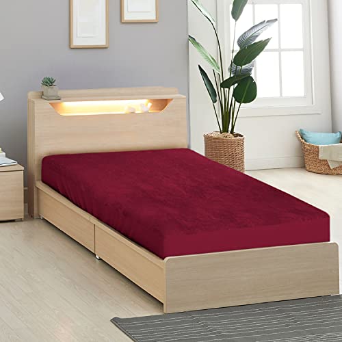 Sassoon Laika Single Bed Waterproof Mattress Protector 36x72 inch (3x6 Feet) | Pack of 1, Maroon | Elastic Fitted Cotton Feel Terry Ultra Soft Breathable Hypoallergenic Mattress Cover - Image 3