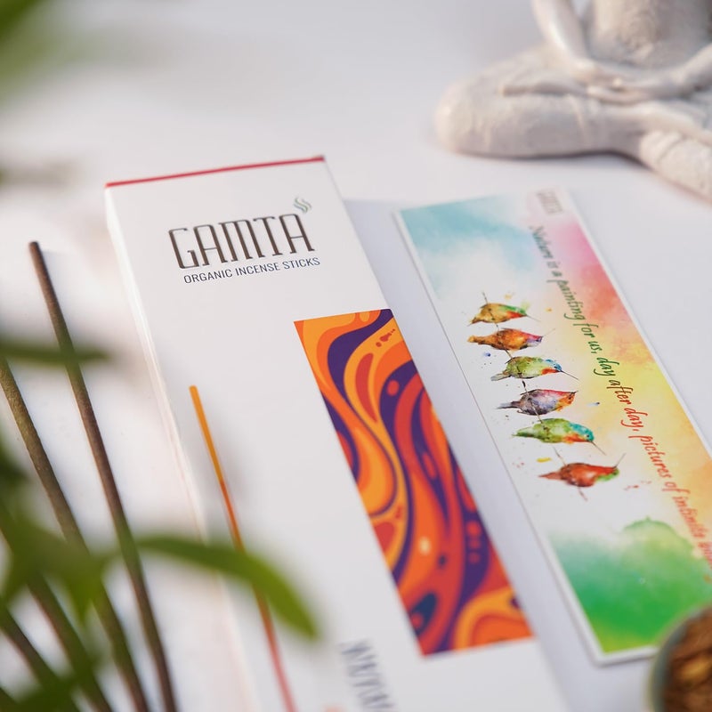 GAMTA Just flow with it Gamta Organic Incense Tranquil Essence Agarbatti for Pooja Pack of 6 Havan Sandal Majmua Agarwood Heena Kasturi180 Incense Stick 24cm Lasts 60 mins Agarbatti Stick Made of Panchagavya - Image 4