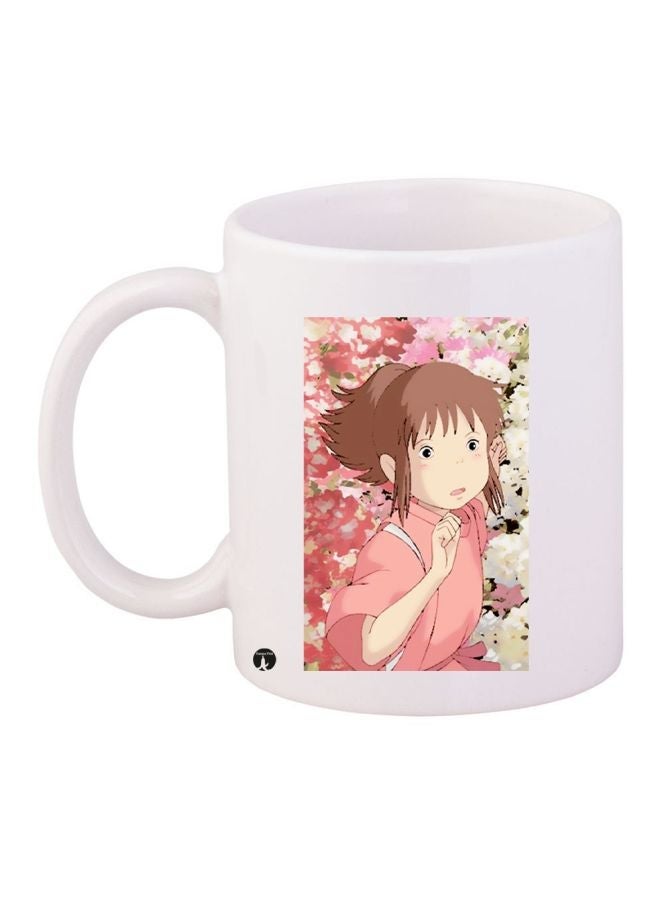 RYN Anime Printed Coffee Mug White/Pink/Green 11ounce