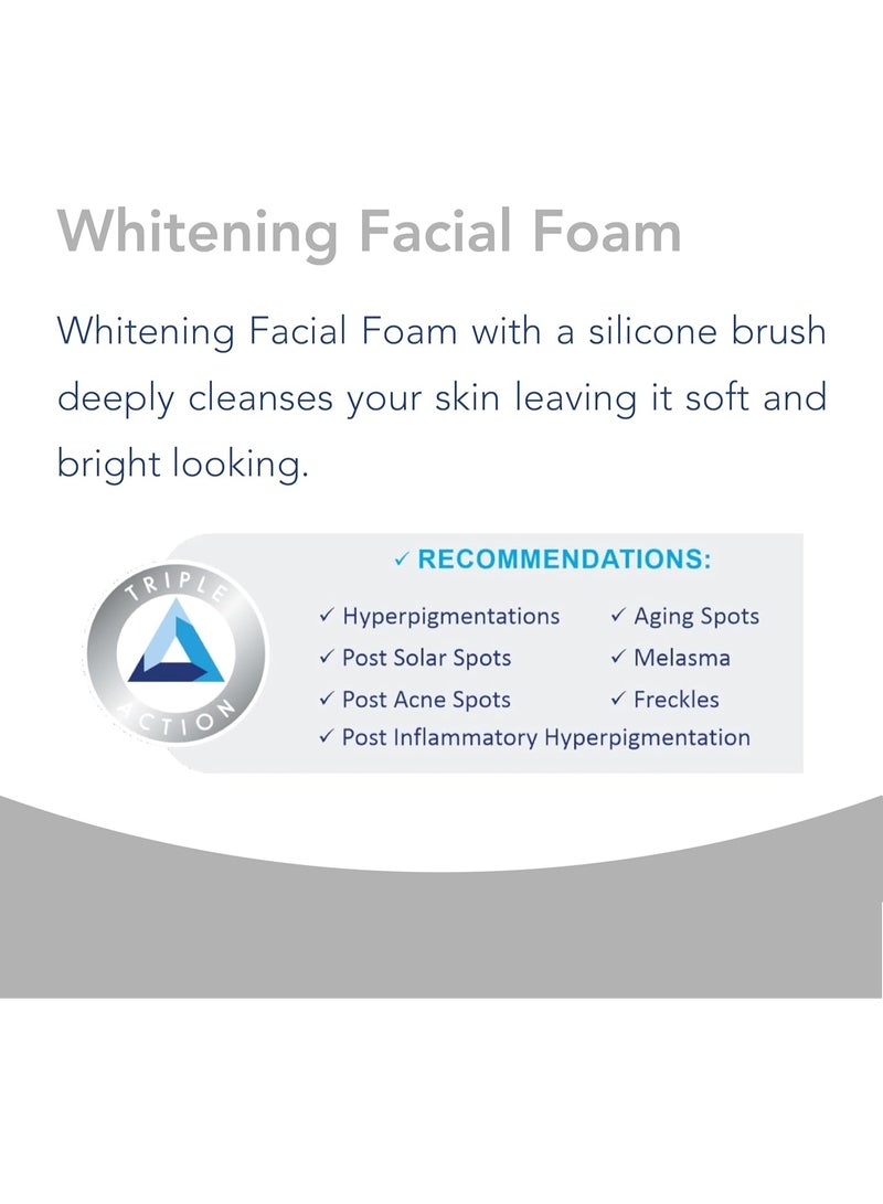 Novaclear Whitening Facial Foam 100ml – Silicon Brush Face Wash with Alpha Arbutin, Glycolic & Lactic Acid - Image 3