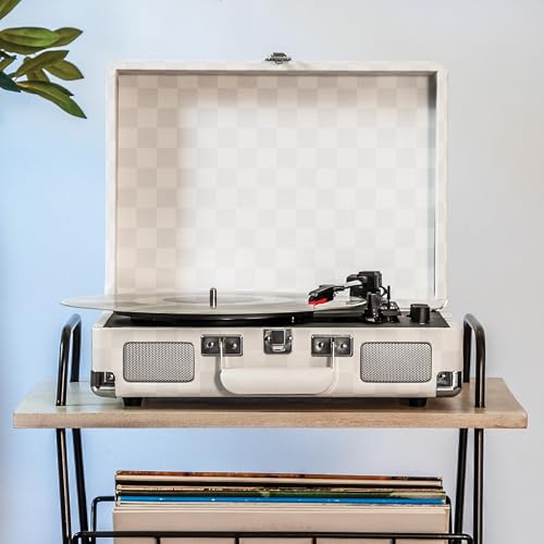 Crosley CR8005F-AC Cruiser Plus Vintage 3-Speed Bluetooth in/Out Suitcase Vinyl Record Player Turntable, Almond Checkerboard - Image 2