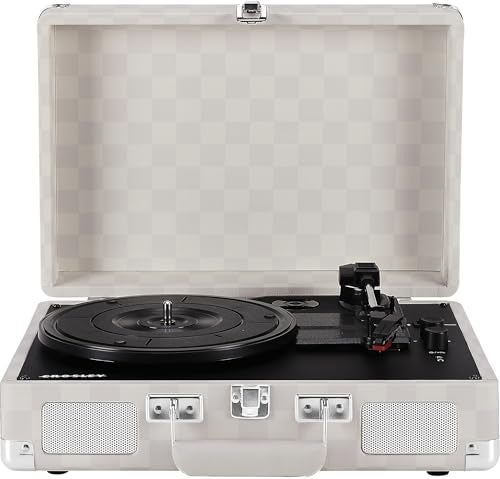 Crosley CR8005F-AC Cruiser Plus Vintage 3-Speed Bluetooth in/Out Suitcase Vinyl Record Player Turntable, Almond Checkerboard - Image 1