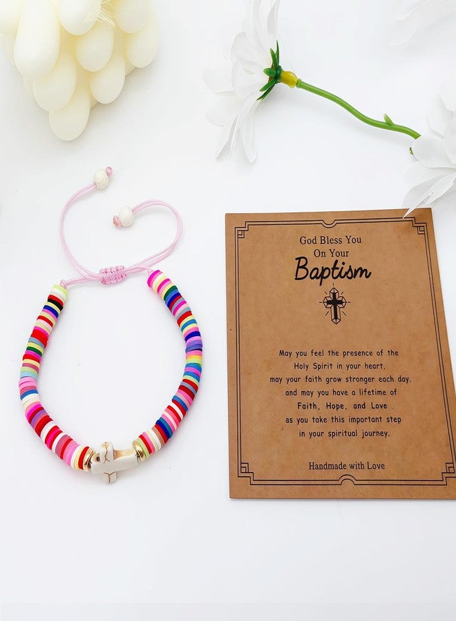 OVIFICEA Baptism Gifts Cross Bracelet for Girl, First Communion Confirmation Gifts for Boys, Teenage Girls, Christening Gift for Kids Daughter Granddaughter Godchild, One Size, Clay, no gemstone - Image 5