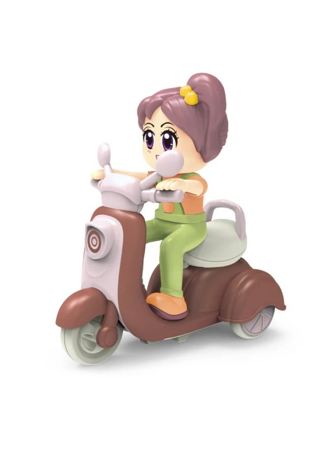 TOY GARDEN Mini Scooter Toy for Kids, Cute Mini Girl on Scooter Toy Figure - Push and Go 3-Wheel Motorcycle Vehicle Play Set for Toddlers and Kids, Ideal for Gifts and Party Favors - Image 1
