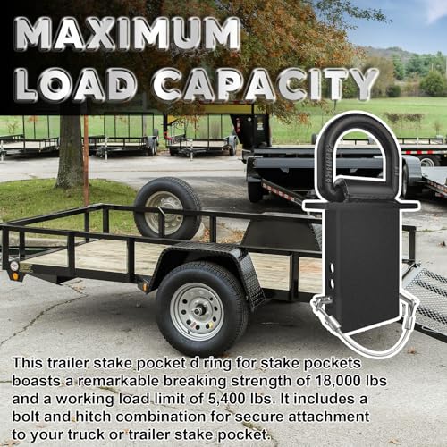 VONLX Stake Pocket D Rings 6pcs 18000lbs Heavy Duty D-Ring Tie Downs for Utility Trailers and Flatbed Trucks w/Hitch Pin w/Steel Cables, Removable Tie Downs for Flatbed Cargo Trucks, Black Upgrade - Image 5