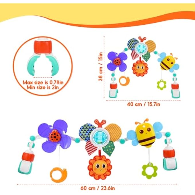 PRAM TOY, PRAM CHAIN GIRLS BOYS, BABY TOY 0-18 MONTHS, NEWBORN BABY GIFT (GARDEN) - Image 4