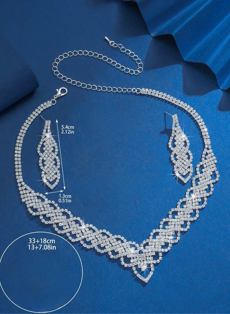 sheBloom 2-Piece Jewelry Set with Necklace and Earring V Neck Water Drop Pendant Necklace Stud Earrings Set.(Send jewelry gift boxes) - Image 4