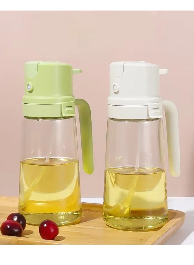 OIL SPRAYER FOR COOKING  16OZ/470ML REFILLABLE GLASS OIL DISPENSER BOTTLE, 2-IN-1 OLIVE OIL MISTER FOR AIR FRYER, BBQ, SALAD, BAKING, KITCHEN USE  FOOD-GRADE WITH EASY OPEN DESIGN (2)