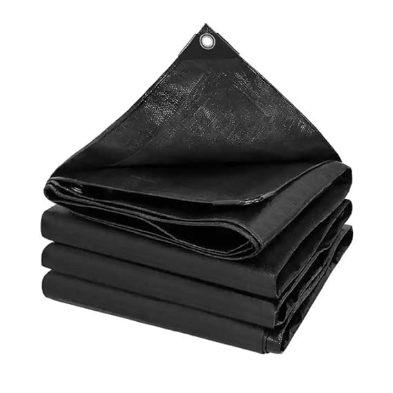 SR TRENDS Tarpaulin Sheet Waterproof Tirpal Heavy Duty Tadpatri with Aluminium Eyelets Each Coners (250 GSM) - Multipurpose Cover Tharpai (Black, 12 x 12 FT) - Image 1