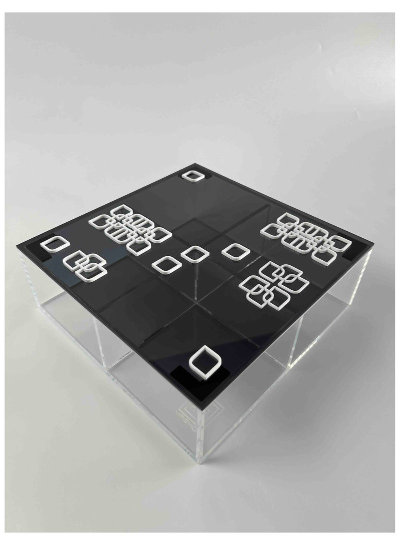MASHQ Acrylic Box with Black Lid, Flower Design White, Large Size  - Image 1