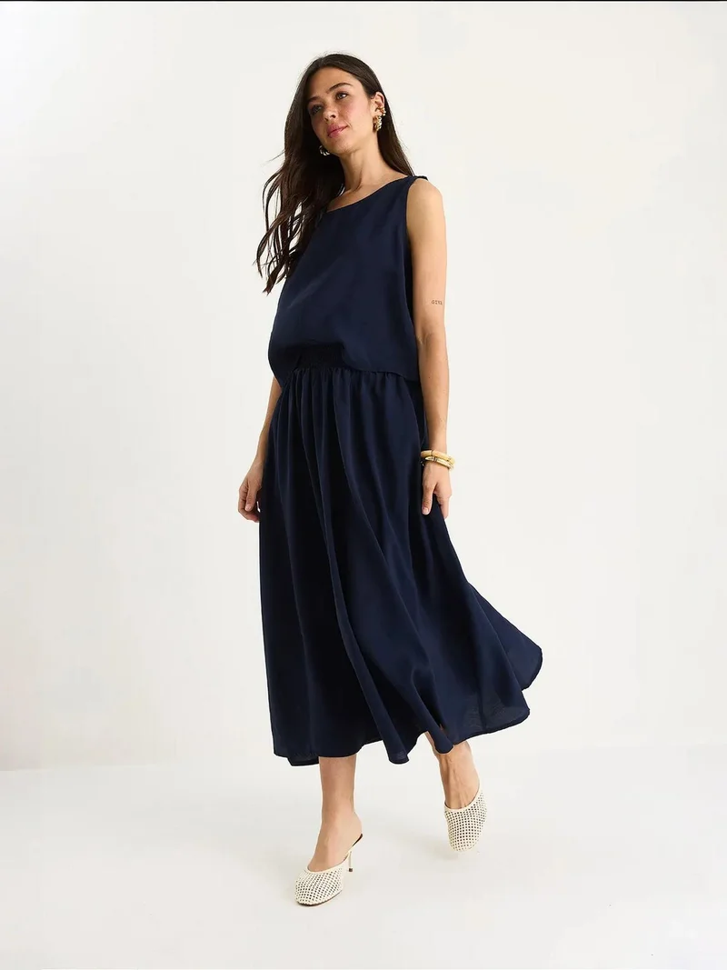 بيانكو لوتشي طقم تونيك طويل بدون أكمام بياقة مستديرة وسروال واسع الساق من لوتشي