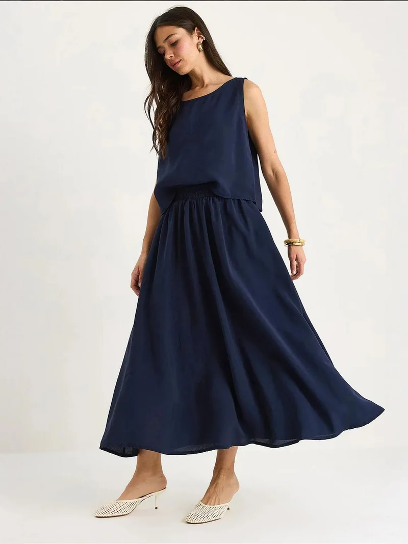 بيانكو لوتشي طقم تونيك طويل بدون أكمام بياقة مستديرة وسروال واسع الساق من لوتشي