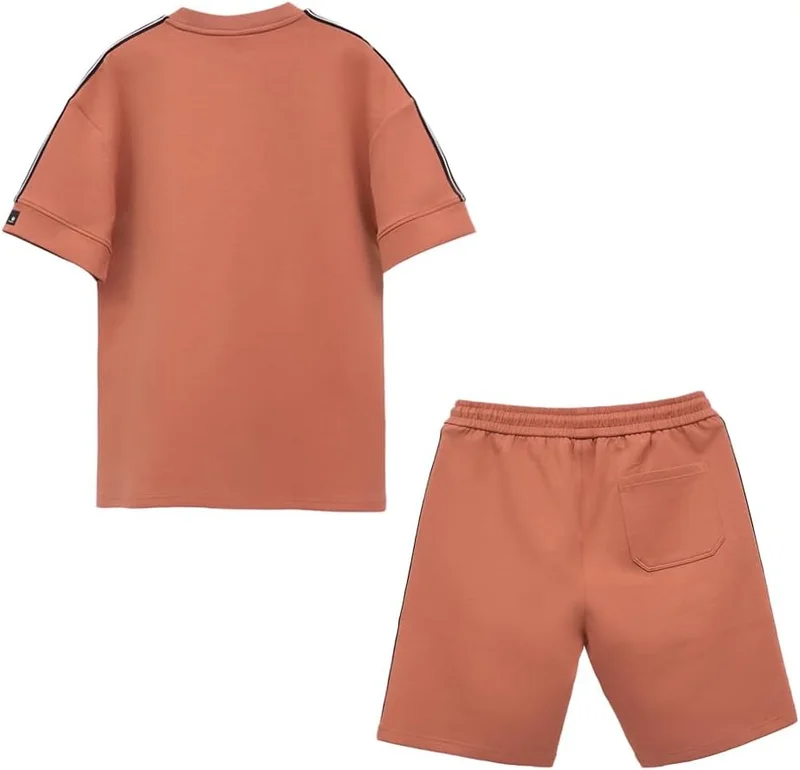 سيدرو Cedro Men's Oversize Graphic Tee & Shorts Set in Orange