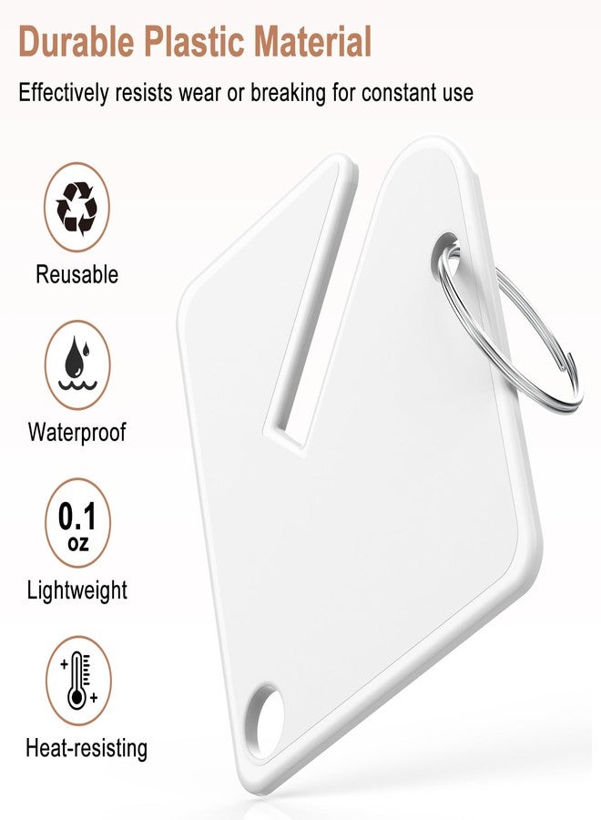 GoorDik 60 Pcs Key Tags Blank Plastic Upgrade Round Split Ring, Durable Key Identify, Bulk Key Tags for Key Cabinet 1.5 inches Square Shaped - Image 2