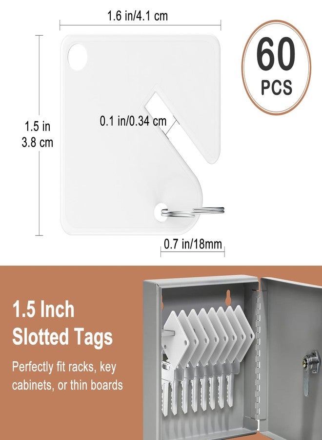 GoorDik 60 Pcs Key Tags Blank Plastic Upgrade Round Split Ring, Durable Key Identify, Bulk Key Tags for Key Cabinet 1.5 inches Square Shaped - Image 4