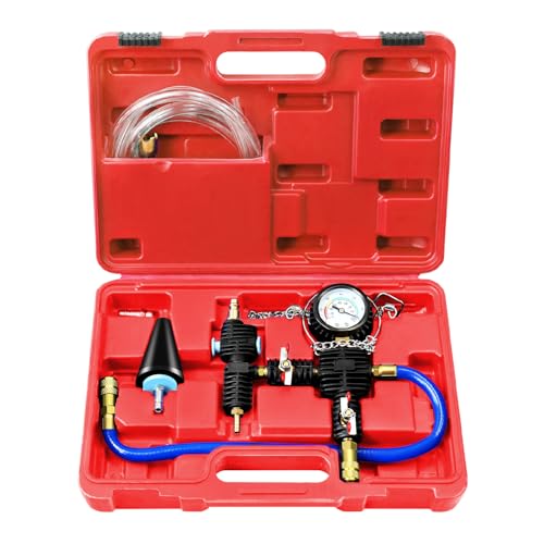 JIFETOR Cooling System Vacuum Purge Radiator Coolant Refill Tool Kit, Universal Automotive Water Tank Pneumatic Vacuum Antifreeze Change Filler Set, with Adapter Case Hose for Car Van SUV Truck - Image 1
