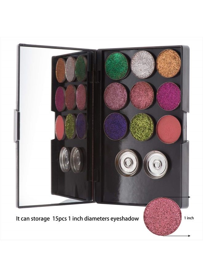 Allwon Empty Magnetic Plastic Eyeshadow Makeup Palette with 15Pcs Adhesive Empty Palette Metal Stickers for Eyeshadow Lipstick Blush Powder - Image 3