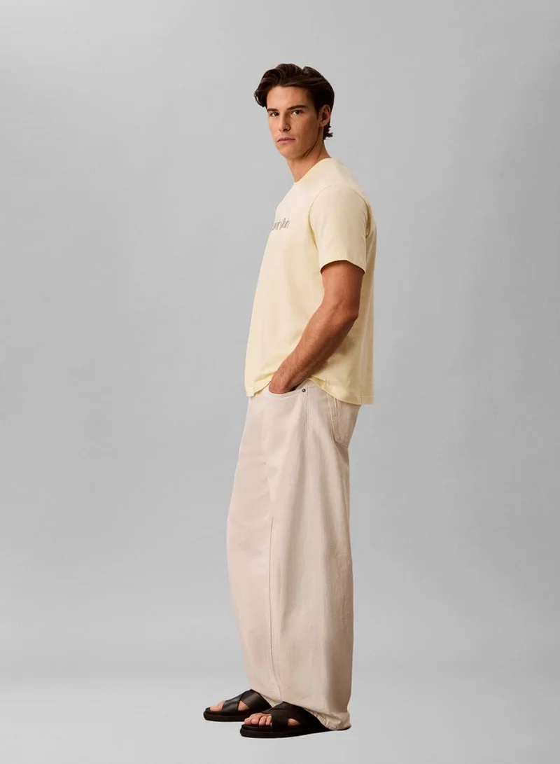 Calvin Klein Vanilla Custard Relaxed Logo T-Shirt for Men | Best Price UAE