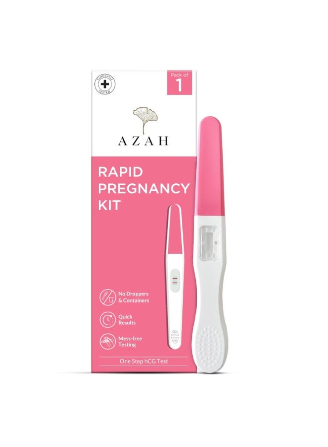 Azah Pregnancy Test Kit for 99% Accurate Kit Pack of 1 | Pregnancy Tests Kit for Women | One-Step Midstream Pregnancy Test | No Dropper | Results in Less Than 4 Minutes - Image 1
