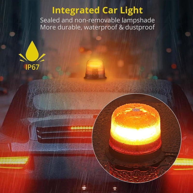 PROZOR ضوء الطوارئ للسيارة معتمد 48 LED دوار مع حامل مغناطيسي، 10 أوضاع وميض، IP67 مقاوم للماء مع مفتاح مزدوج وكابل 5 متر للمركبات 12/24 فولت - Image 5