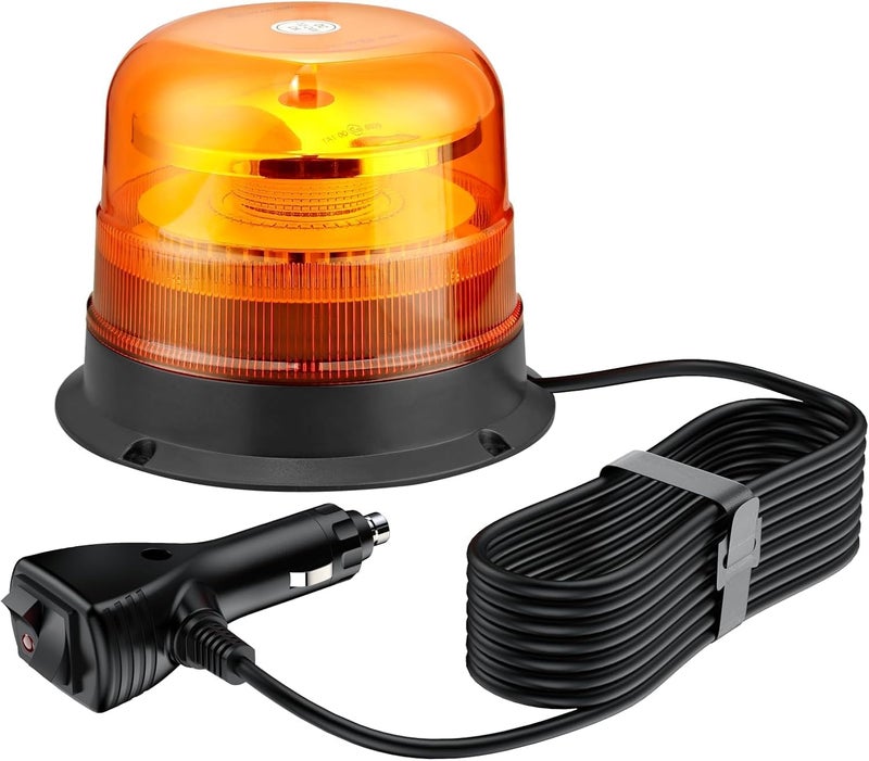 PROZOR ضوء الطوارئ للسيارة معتمد 48 LED دوار مع حامل مغناطيسي، 10 أوضاع وميض، IP67 مقاوم للماء مع مفتاح مزدوج وكابل 5 متر للمركبات 12/24 فولت - Image 1