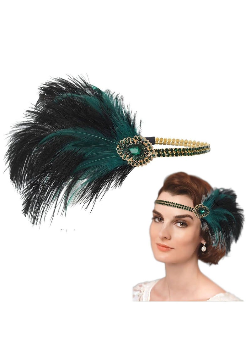 1920s Headband Green Great Gatsby Headpiece Crystal Vintage Festival Hair Accessories for Women Accessories for Women for Art Decor Pageant Themed Party - Image 1