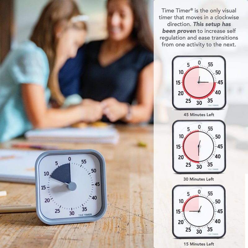 TIME TIMER Home MOD - 60 Minute Kids Visual Timer Home Edition - for Homeschool Supplies Study Tool, Timer for Kids Desk, Office Desk and Meetings with Silent Operation (Pale Shale) - Image 5