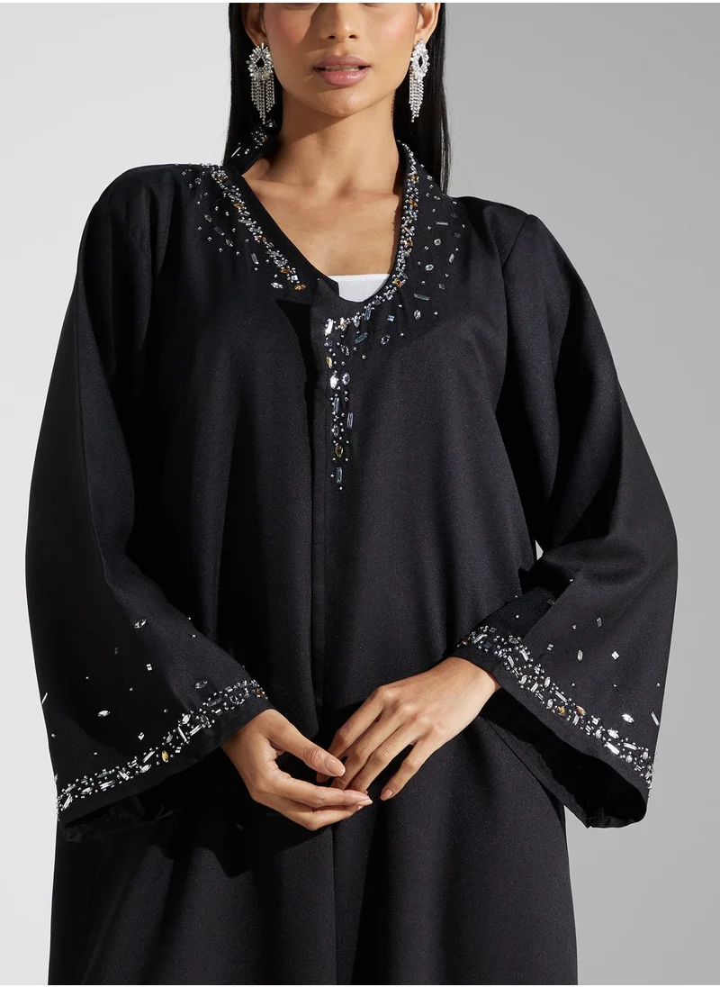 Khizana Embellished Detail Abaya With Sheila