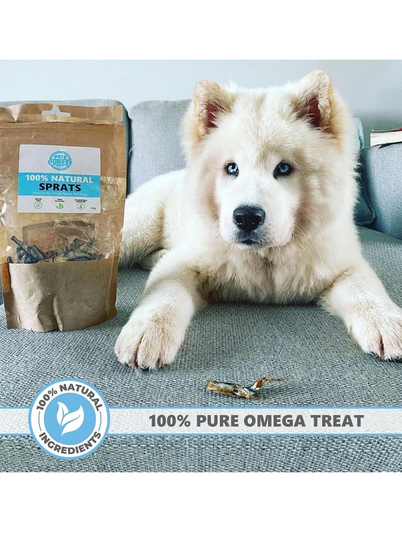 Pets Purest Sprats Dog Treats and Cat Snack 100 and Natural Air Dried Fish Treat for Dogs Puppy Cats Kitten and Senior Pure Healthy Grain Gluten and Lactose Free Hypoallergenic Raw Pet Food 100g - Image 5