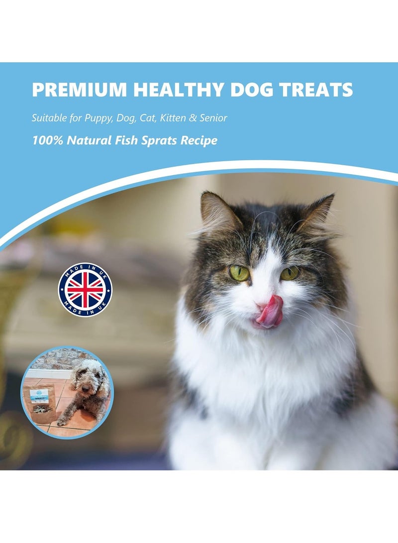 Pets Purest Sprats Dog Treats and Cat Snack 100 and Natural Air Dried Fish Treat for Dogs Puppy Cats Kitten and Senior Pure Healthy Grain Gluten and Lactose Free Hypoallergenic Raw Pet Food 100g - Image 2