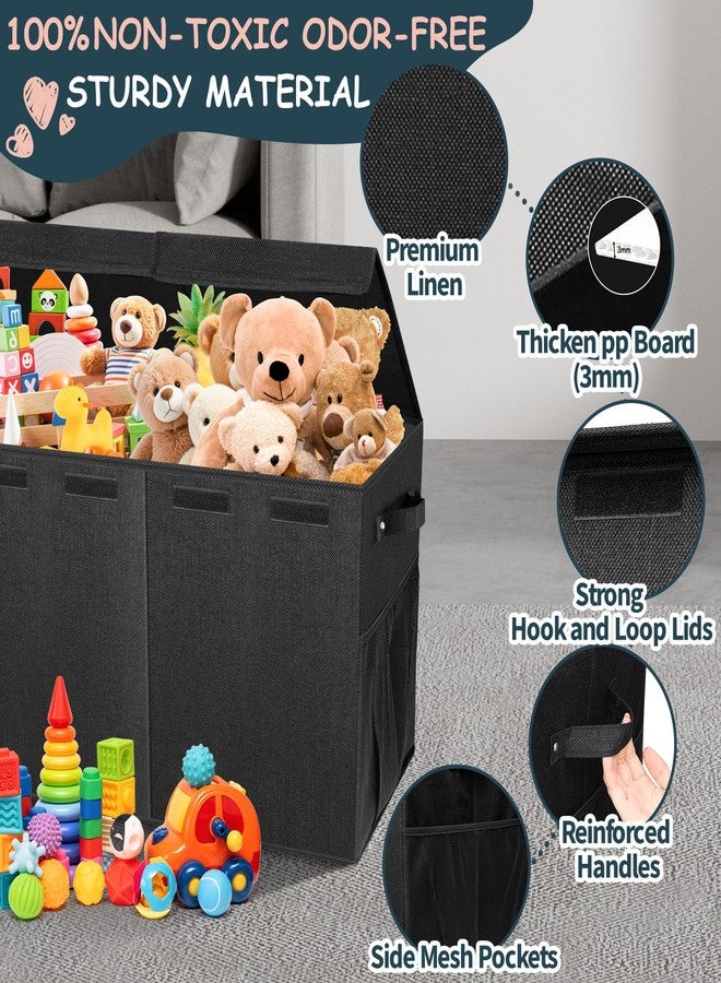 Rocamdo Extra Large Toy Box with Lids - Sturdy Collapsible Kids Storage Organizer Big Bin Chest Basket with Dividers for Boys Girls, Bedroom, Nursery, Living Room, Playroom Organization, 38"x16"x14", Black - Image 4