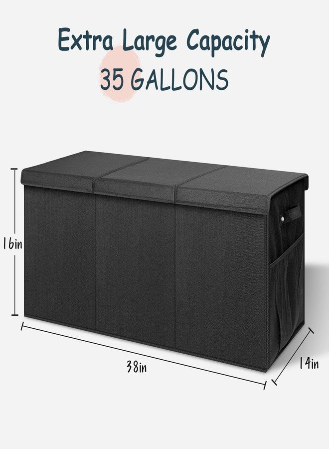 Rocamdo Extra Large Toy Box with Lids - Sturdy Collapsible Kids Storage Organizer Big Bin Chest Basket with Dividers for Boys Girls, Bedroom, Nursery, Living Room, Playroom Organization, 38"x16"x14", Black - Image 2
