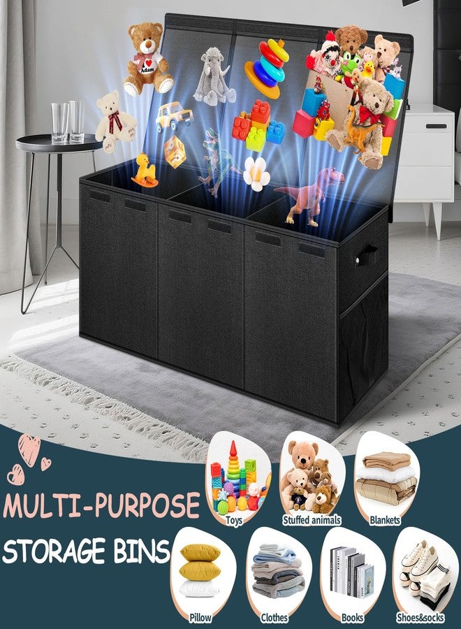 Rocamdo Extra Large Toy Box with Lids - Sturdy Collapsible Kids Storage Organizer Big Bin Chest Basket with Dividers for Boys Girls, Bedroom, Nursery, Living Room, Playroom Organization, 38"x16"x14", Black - Image 5