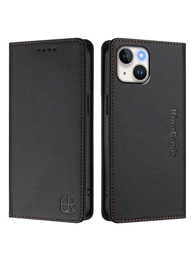 S-TOP Case For iPhone 13 mini RC01 Dual-Folded Magnetic Suction RFID Leather Phone Case - Image 2