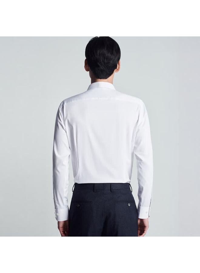 Saint Angelo Baoxiniao Easy-care Shirt Oriental Minimalist Business Formal Men's Long Sleeve Straight Fit Shirt Kebc243021 White 42 - Image 4