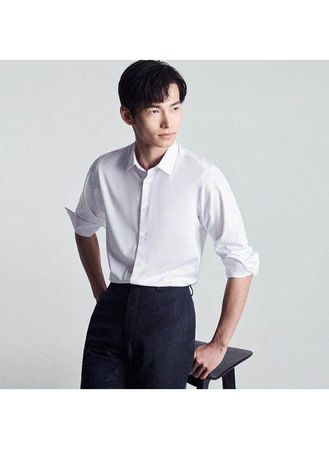Saint Angelo Baoxiniao Easy-care Shirt Oriental Minimalist Business Formal Men's Long Sleeve Straight Fit Shirt Kebc243021 White 42 - Image 3