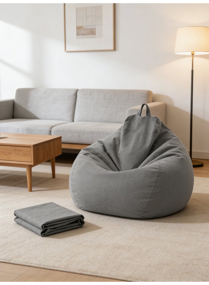 Arabest Sofa Bean Bag Sofa Cover, Cloth Cover without Filler, Soft Cotton Linen, Sack Bean Bag for Adults, Kids, Teens Grey - Image 1