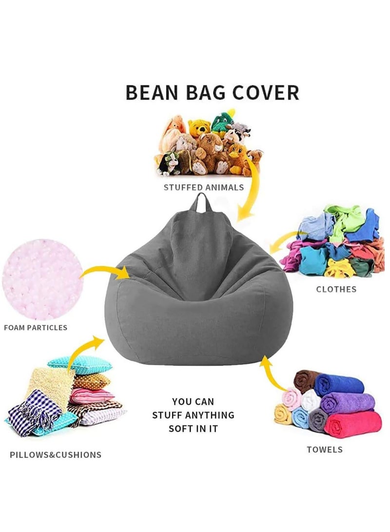 Arabest Sofa Bean Bag Sofa Cover, Cloth Cover without Filler, Soft Cotton Linen, Sack Bean Bag for Adults, Kids, Teens Grey - Image 2