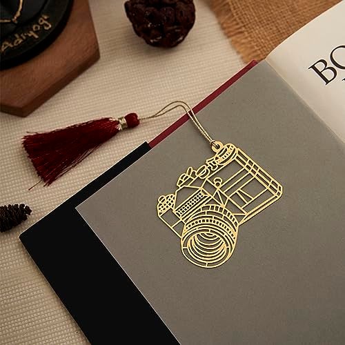 DecorTwist® Premium Brass Bookmarks (Size 2.4" x 1.9") Pack of 1 Handcrafted Camera Design Bookmark with Gift for Teachers, Readers and Book Lovers, Student, Friend Birthday Gifts (Gold) - Image 1