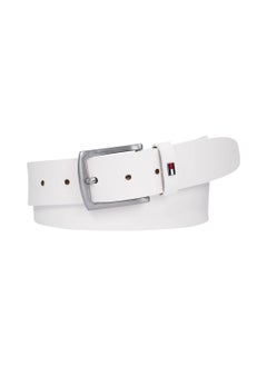 TOMMY HILFIGER Men's Denton Flag Keeper Adjustable Belt - Leather, White  - Image 1
