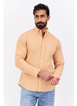 GANT Men Regular Fit Checkered Long Sleeves Dress Shirt, Rusty Orange Combo  - Image 1