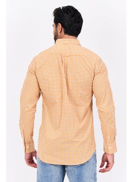GANT Men Regular Fit Checkered Long Sleeves Dress Shirt, Rusty Orange Combo  - Image 4