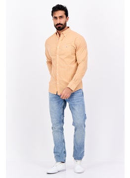 GANT Men Regular Fit Checkered Long Sleeves Dress Shirt, Rusty Orange Combo  - Image 3