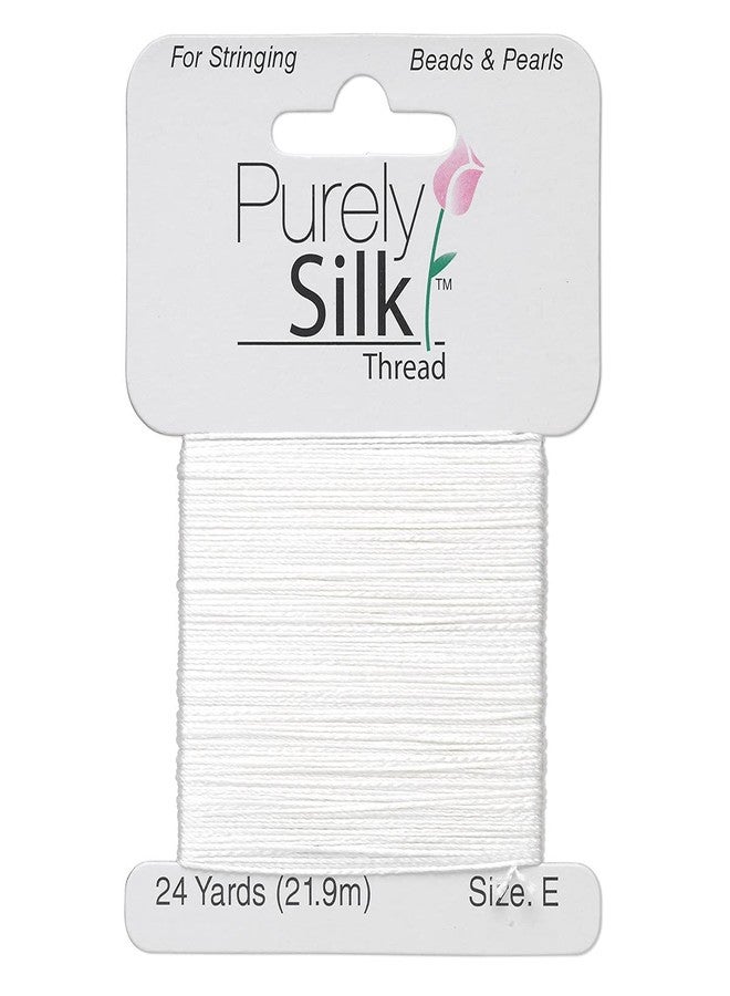 Purely Silk Simply Silk Beading Thread Cord Size E White 0.013 Inch 0.33mm 24 Yards Card for Stringing Weaving Knotting Kumihimo