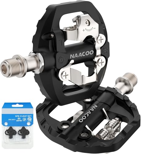 NAACOO Bike Pedals Dual Platform Compatible with Shimano SPD Mountain Clipless Pedals,3-Sealed Bearing Lightweight Nylon Fiber Bicycle Pedals for Outdoor Spin Exercise Peloton Fit Trekking Bike - Image 1